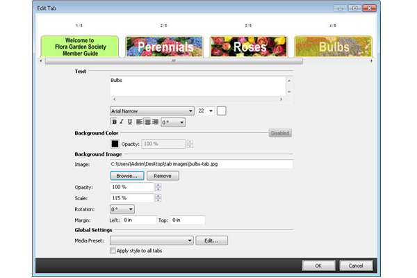 第 5 步:向标签耳添加内容